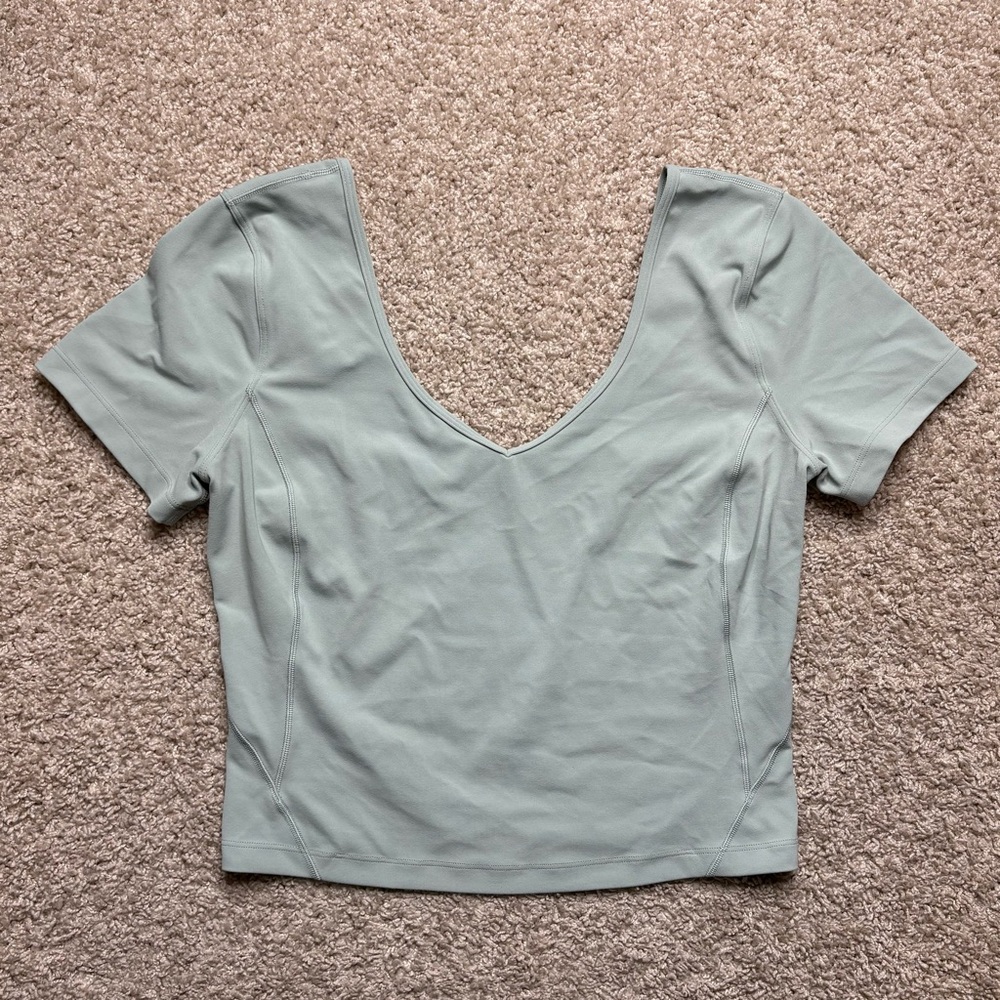 lululemon athletica Light Sage Short Sleeve Scoop Neck Top